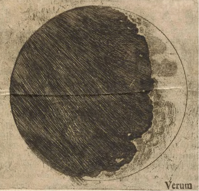Dibujo de la Luna publicado por Galileo en Sidereus Nuncius